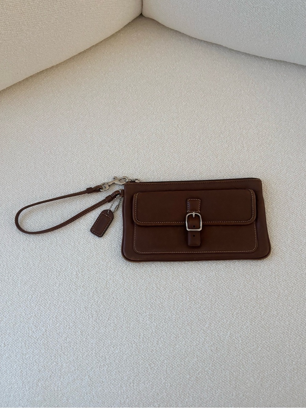 Coach Brown Leather Wristlet - Classic Buckle Design